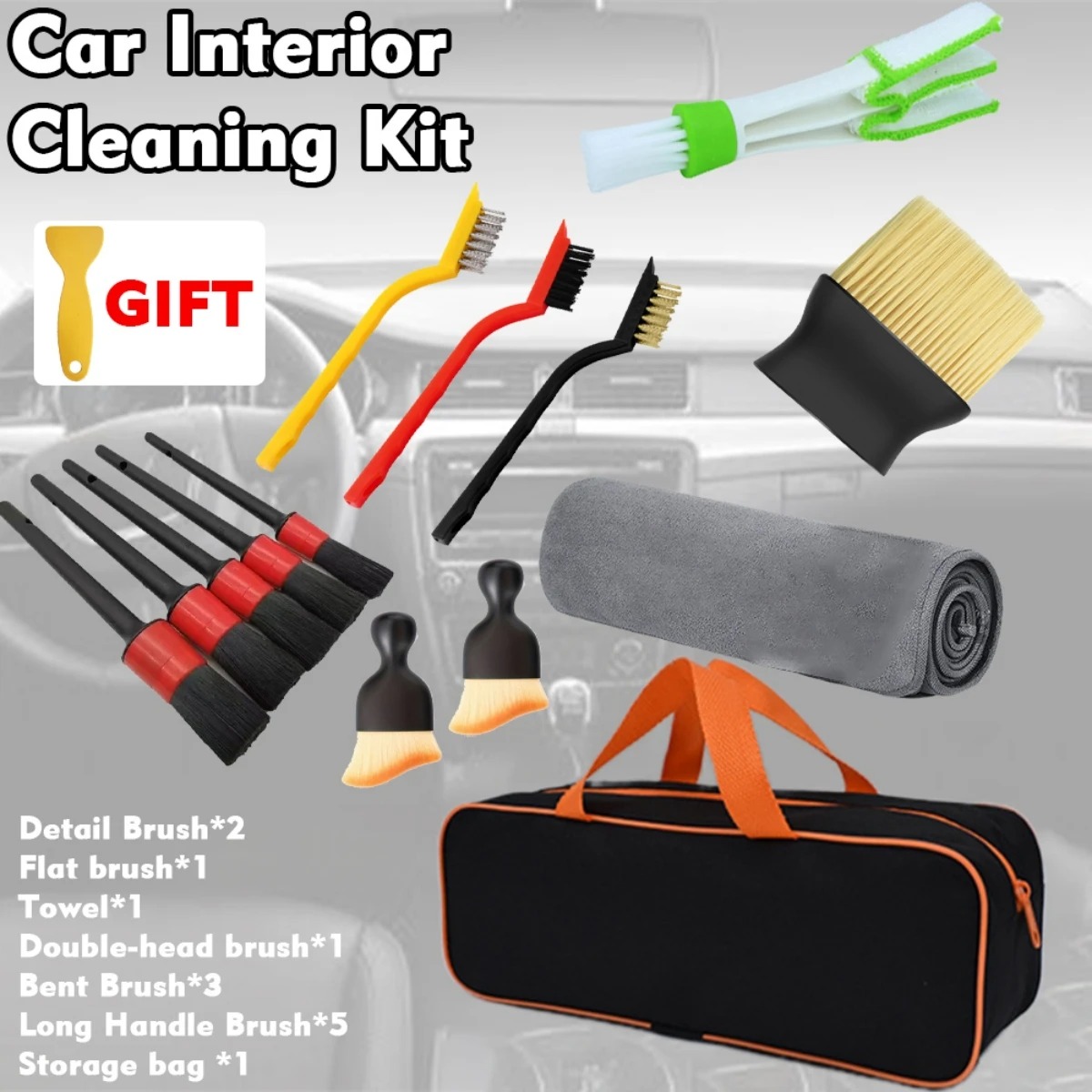 Dirt Brush Interior - Kit de Escovas de Limpeza Automotiva