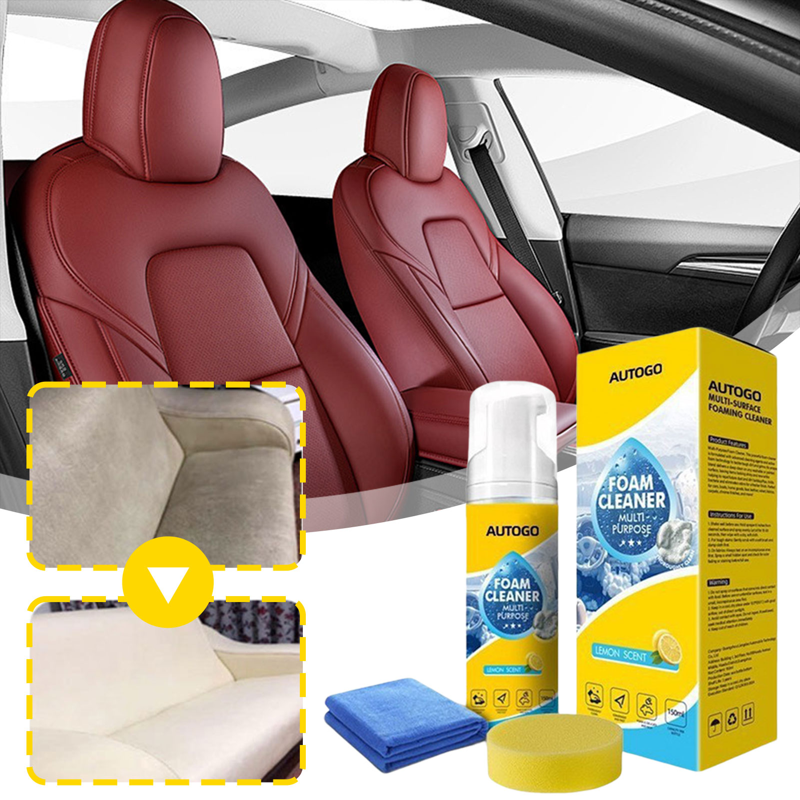 Leather Cleaner Interior - Limpador de espuma multiuso para interior